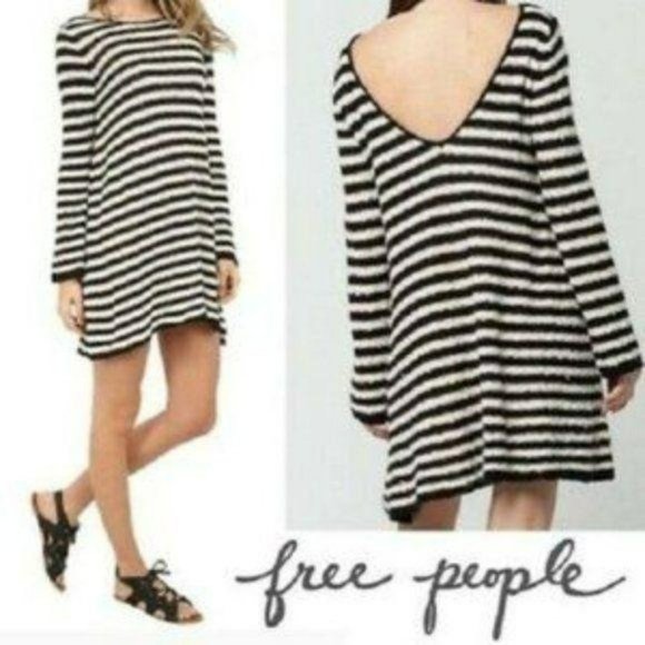 Free People Dresses & Skirts - NEW Free People Womens Pullover Striped Mini Swing Sweater Tunic Dress